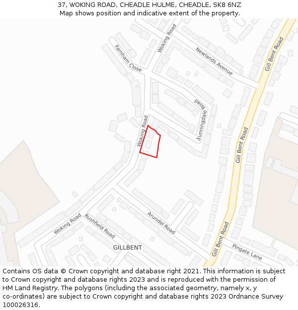 37, WOKING ROAD, CHEADLE HULME, CHEADLE, SK8 6NZ: Location map and indicative extent of plot