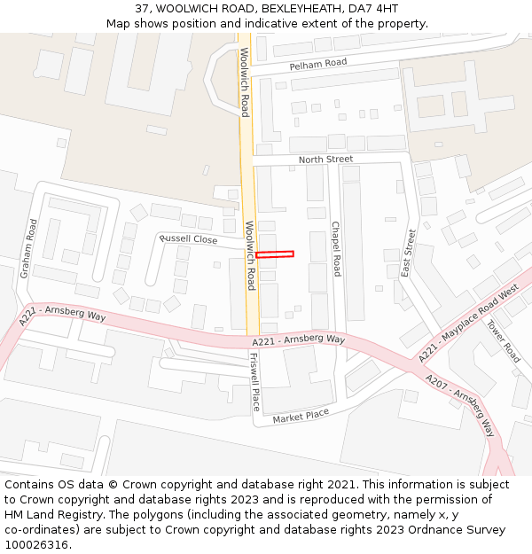 37, WOOLWICH ROAD, BEXLEYHEATH, DA7 4HT: Location map and indicative extent of plot