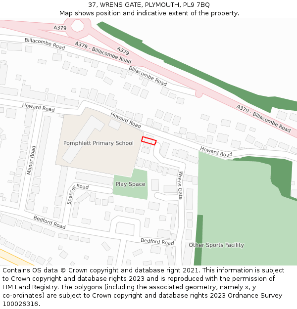 37, WRENS GATE, PLYMOUTH, PL9 7BQ: Location map and indicative extent of plot