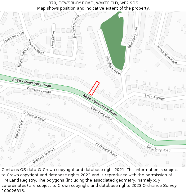 370, DEWSBURY ROAD, WAKEFIELD, WF2 9DS: Location map and indicative extent of plot