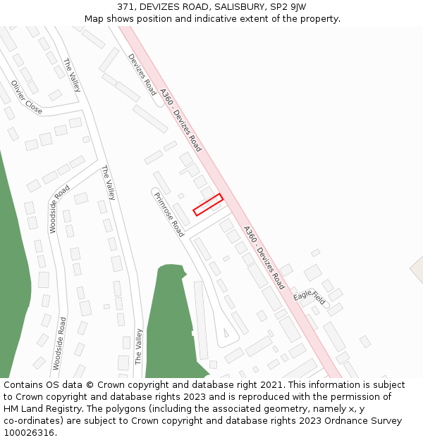371, DEVIZES ROAD, SALISBURY, SP2 9JW: Location map and indicative extent of plot
