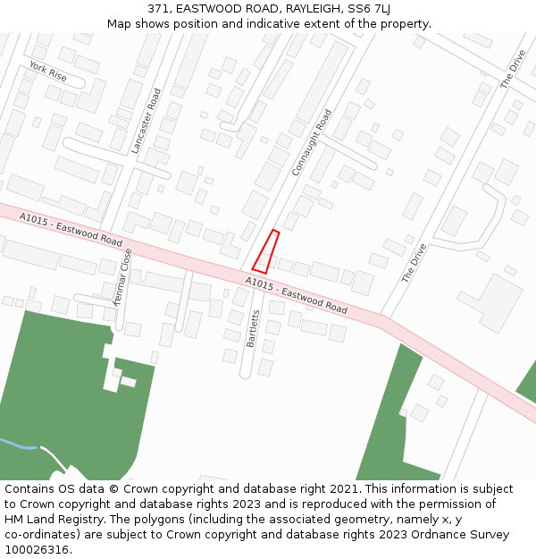 371, EASTWOOD ROAD, RAYLEIGH, SS6 7LJ: Location map and indicative extent of plot