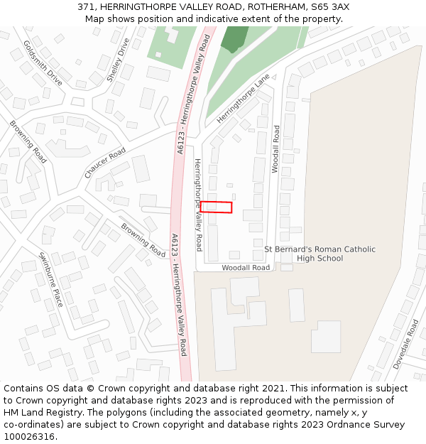 371, HERRINGTHORPE VALLEY ROAD, ROTHERHAM, S65 3AX: Location map and indicative extent of plot