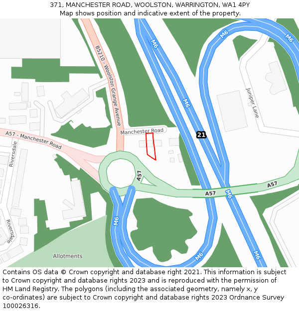 371, MANCHESTER ROAD, WOOLSTON, WARRINGTON, WA1 4PY: Location map and indicative extent of plot