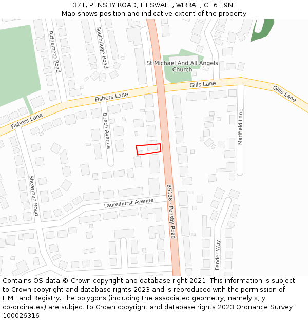 371, PENSBY ROAD, HESWALL, WIRRAL, CH61 9NF: Location map and indicative extent of plot