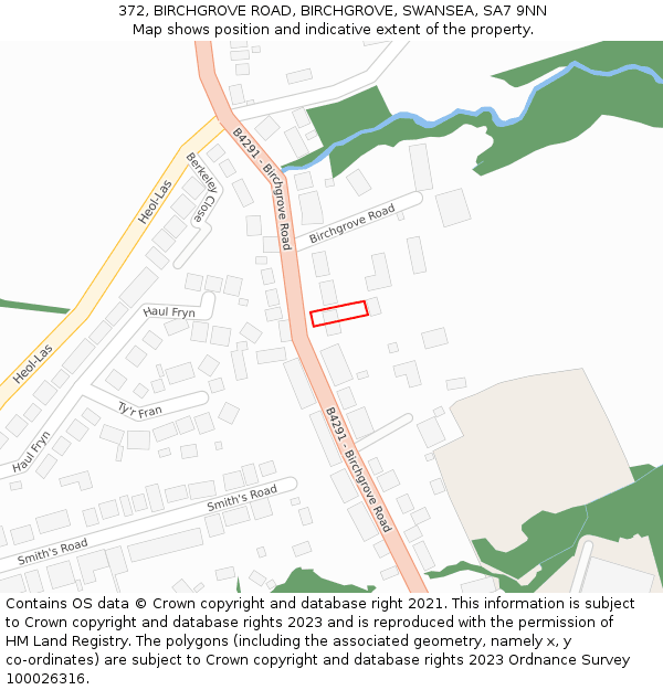 372, BIRCHGROVE ROAD, BIRCHGROVE, SWANSEA, SA7 9NN: Location map and indicative extent of plot