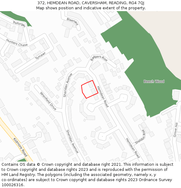 372, HEMDEAN ROAD, CAVERSHAM, READING, RG4 7QJ: Location map and indicative extent of plot