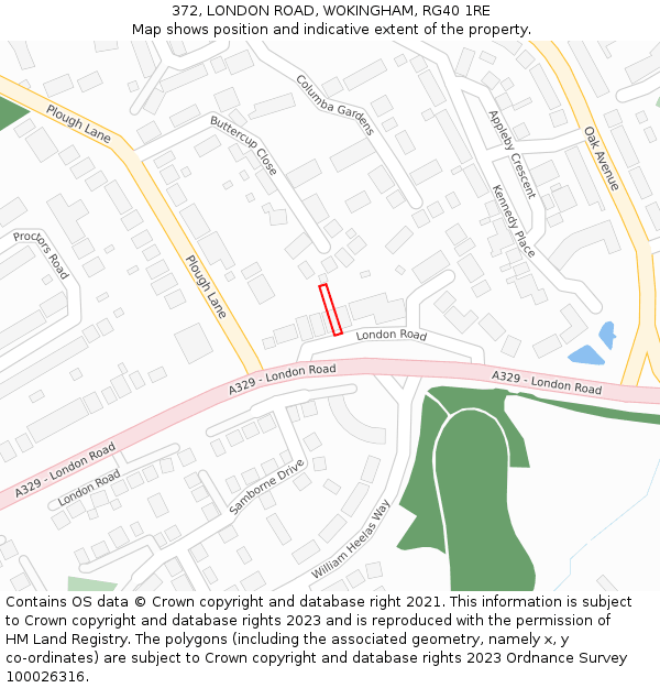 372, LONDON ROAD, WOKINGHAM, RG40 1RE: Location map and indicative extent of plot