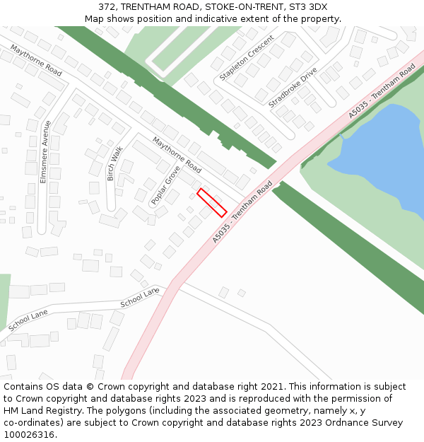 372, TRENTHAM ROAD, STOKE-ON-TRENT, ST3 3DX: Location map and indicative extent of plot