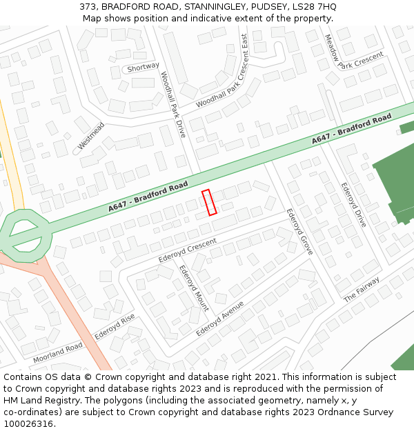 373, BRADFORD ROAD, STANNINGLEY, PUDSEY, LS28 7HQ: Location map and indicative extent of plot