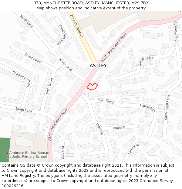 373, MANCHESTER ROAD, ASTLEY, MANCHESTER, M29 7DX: Location map and indicative extent of plot