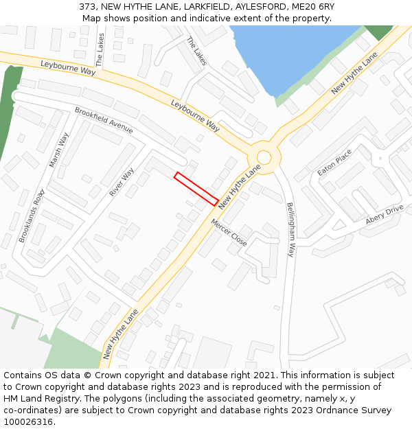 373, NEW HYTHE LANE, LARKFIELD, AYLESFORD, ME20 6RY: Location map and indicative extent of plot