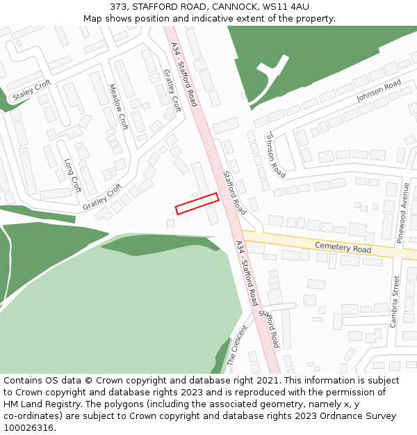 373, STAFFORD ROAD, CANNOCK, WS11 4AU: Location map and indicative extent of plot