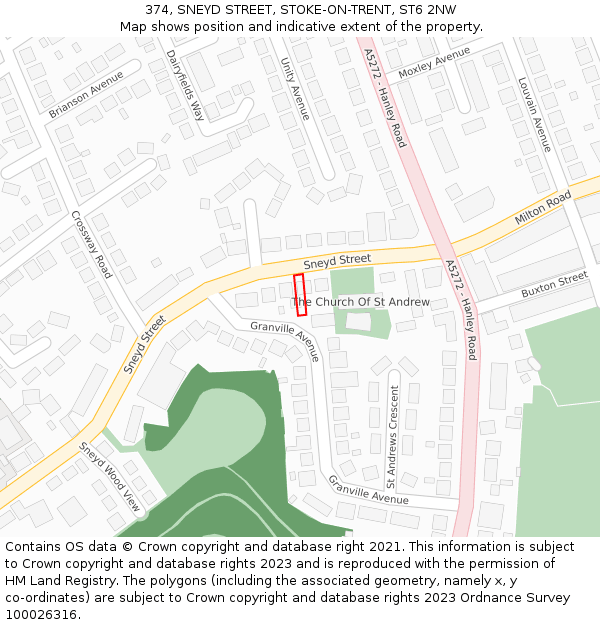 374, SNEYD STREET, STOKE-ON-TRENT, ST6 2NW: Location map and indicative extent of plot