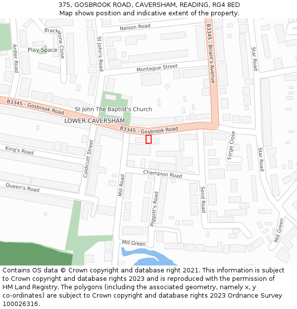 375, GOSBROOK ROAD, CAVERSHAM, READING, RG4 8ED: Location map and indicative extent of plot
