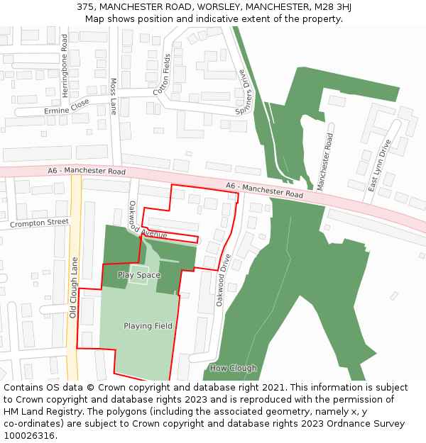 375, MANCHESTER ROAD, WORSLEY, MANCHESTER, M28 3HJ: Location map and indicative extent of plot