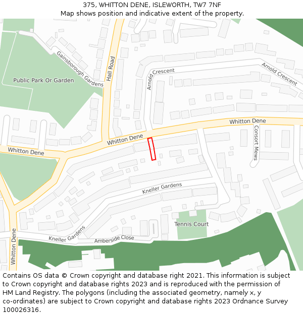375, WHITTON DENE, ISLEWORTH, TW7 7NF: Location map and indicative extent of plot