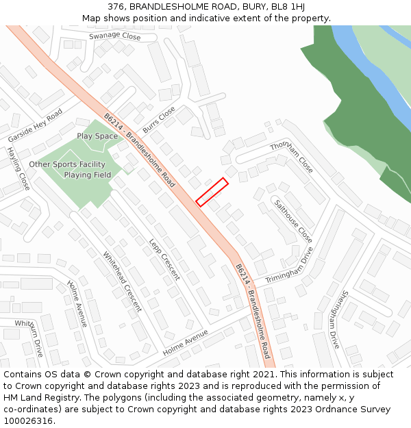 376, BRANDLESHOLME ROAD, BURY, BL8 1HJ: Location map and indicative extent of plot