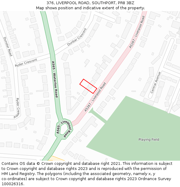 376, LIVERPOOL ROAD, SOUTHPORT, PR8 3BZ: Location map and indicative extent of plot