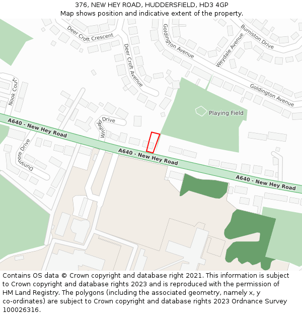 376, NEW HEY ROAD, HUDDERSFIELD, HD3 4GP: Location map and indicative extent of plot