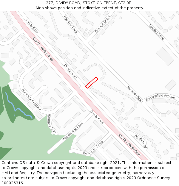 377, DIVIDY ROAD, STOKE-ON-TRENT, ST2 0BL: Location map and indicative extent of plot