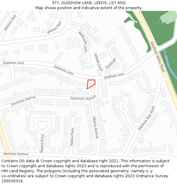 377, GLEDHOW LANE, LEEDS, LS7 4NQ: Location map and indicative extent of plot