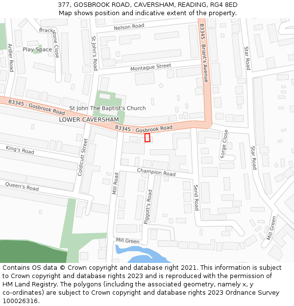377, GOSBROOK ROAD, CAVERSHAM, READING, RG4 8ED: Location map and indicative extent of plot