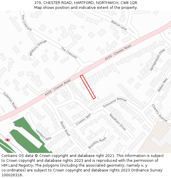 379, CHESTER ROAD, HARTFORD, NORTHWICH, CW8 1QR: Location map and indicative extent of plot