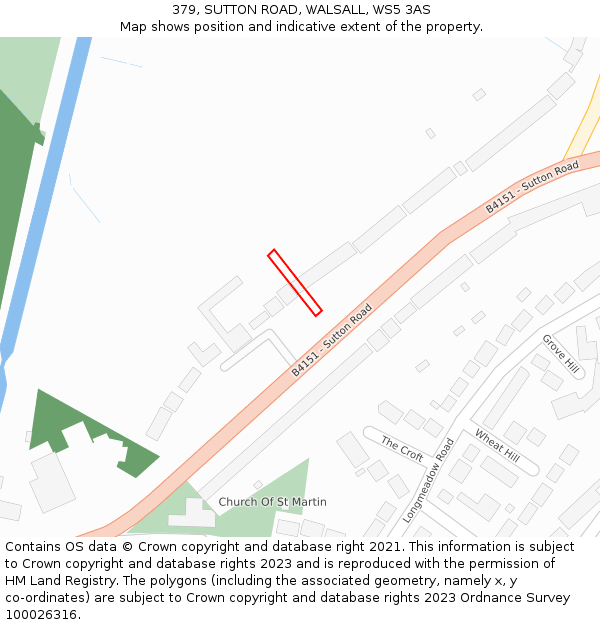 379, SUTTON ROAD, WALSALL, WS5 3AS: Location map and indicative extent of plot