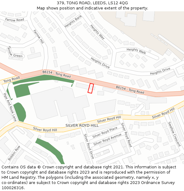 379, TONG ROAD, LEEDS, LS12 4QG: Location map and indicative extent of plot