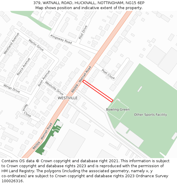 379, WATNALL ROAD, HUCKNALL, NOTTINGHAM, NG15 6EP: Location map and indicative extent of plot