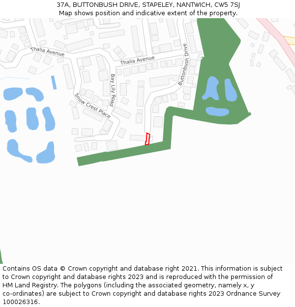 37A, BUTTONBUSH DRIVE, STAPELEY, NANTWICH, CW5 7SJ: Location map and indicative extent of plot