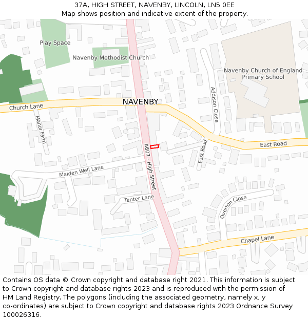 37A, HIGH STREET, NAVENBY, LINCOLN, LN5 0EE: Location map and indicative extent of plot