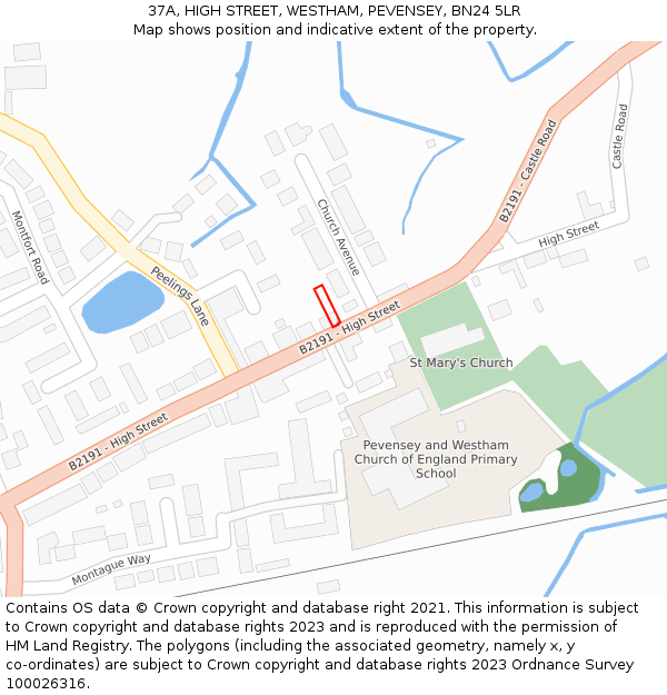 37A, HIGH STREET, WESTHAM, PEVENSEY, BN24 5LR: Location map and indicative extent of plot