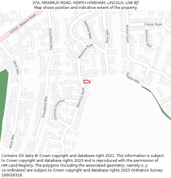 37A, MAXIMUS ROAD, NORTH HYKEHAM, LINCOLN, LN6 8JT: Location map and indicative extent of plot