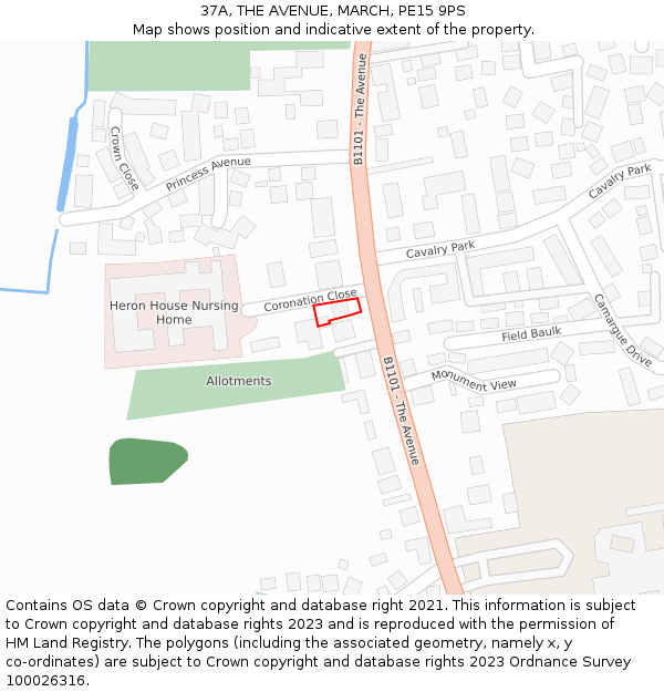 37A, THE AVENUE, MARCH, PE15 9PS: Location map and indicative extent of plot