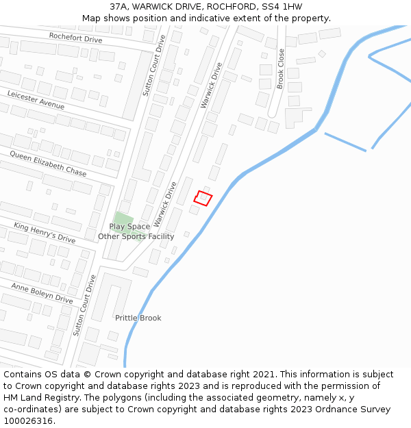37A, WARWICK DRIVE, ROCHFORD, SS4 1HW: Location map and indicative extent of plot