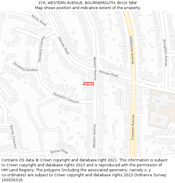 37A, WESTERN AVENUE, BOURNEMOUTH, BH10 5BW: Location map and indicative extent of plot