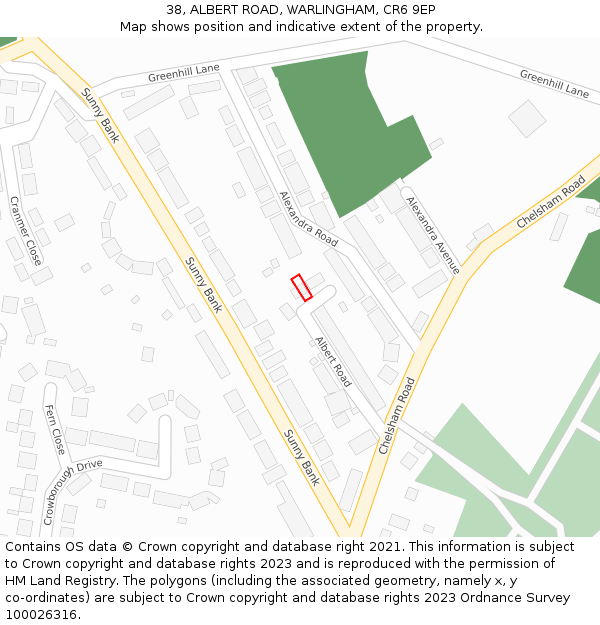 38, ALBERT ROAD, WARLINGHAM, CR6 9EP: Location map and indicative extent of plot