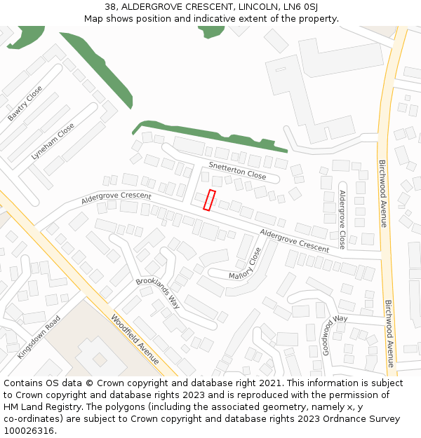 38, ALDERGROVE CRESCENT, LINCOLN, LN6 0SJ: Location map and indicative extent of plot