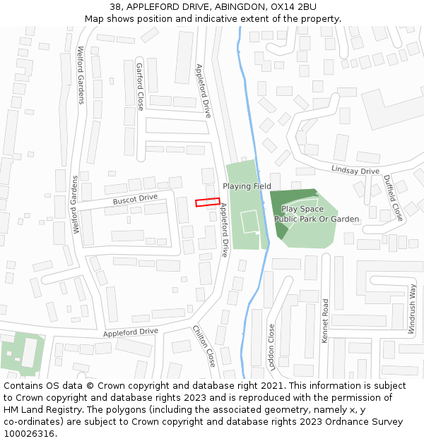 38, APPLEFORD DRIVE, ABINGDON, OX14 2BU: Location map and indicative extent of plot