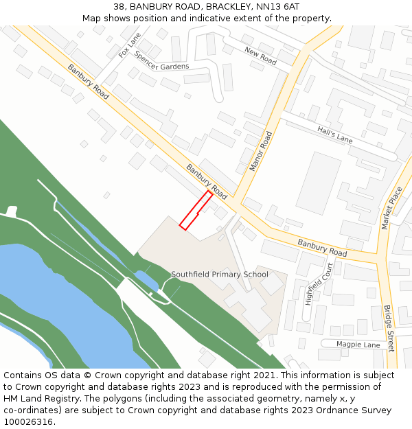 38, BANBURY ROAD, BRACKLEY, NN13 6AT: Location map and indicative extent of plot