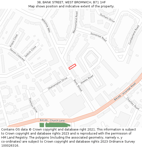 38, BANK STREET, WEST BROMWICH, B71 1HF: Location map and indicative extent of plot