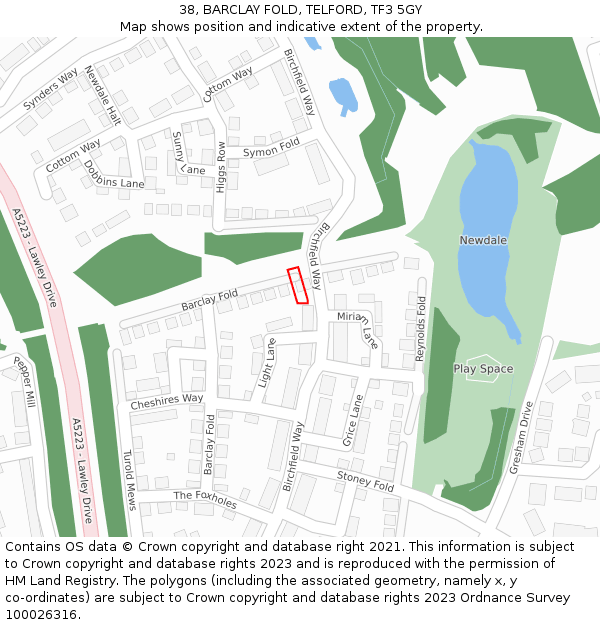 38, BARCLAY FOLD, TELFORD, TF3 5GY: Location map and indicative extent of plot