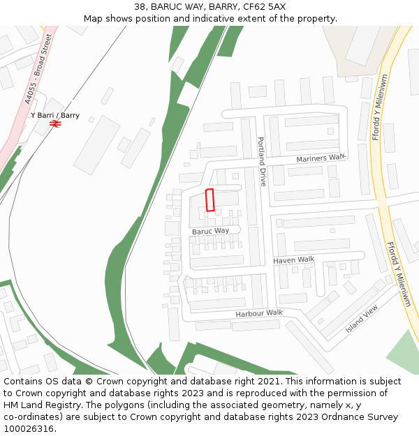 38, BARUC WAY, BARRY, CF62 5AX: Location map and indicative extent of plot