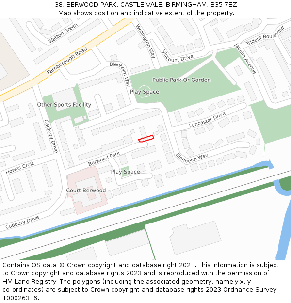 38, BERWOOD PARK, CASTLE VALE, BIRMINGHAM, B35 7EZ: Location map and indicative extent of plot