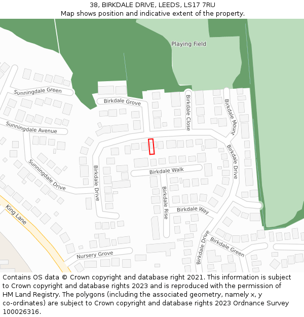 38, BIRKDALE DRIVE, LEEDS, LS17 7RU: Location map and indicative extent of plot