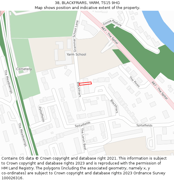38, BLACKFRIARS, YARM, TS15 9HG: Location map and indicative extent of plot
