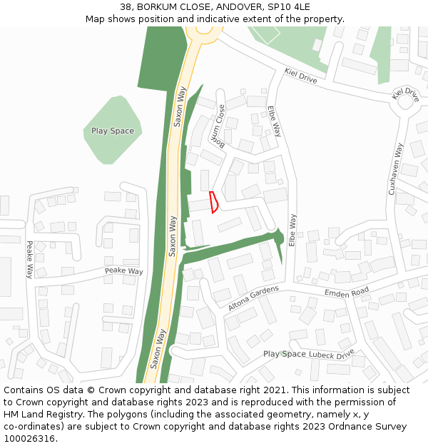 38, BORKUM CLOSE, ANDOVER, SP10 4LE: Location map and indicative extent of plot