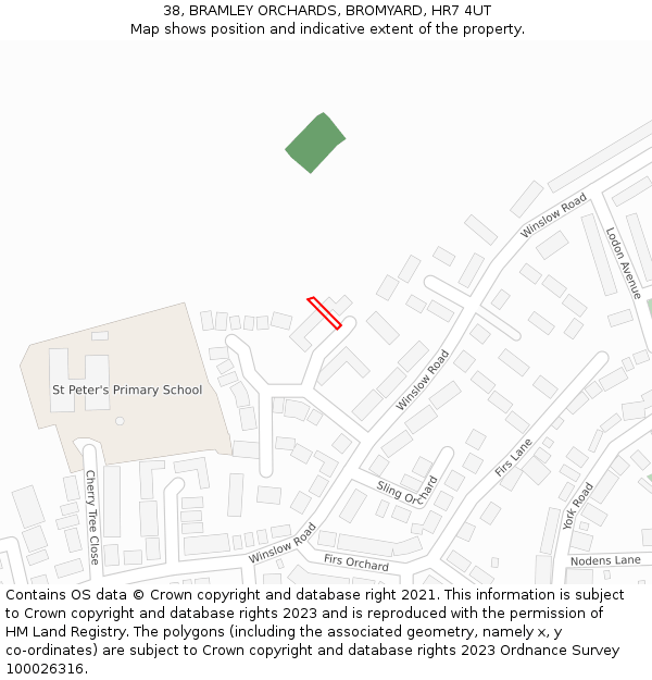 38, BRAMLEY ORCHARDS, BROMYARD, HR7 4UT: Location map and indicative extent of plot